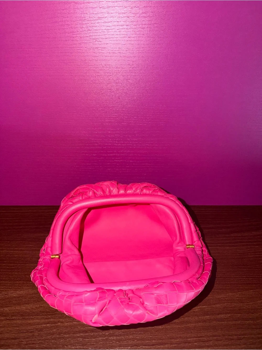Bottega Veneta Pink Intrecciato Pouch Clutch